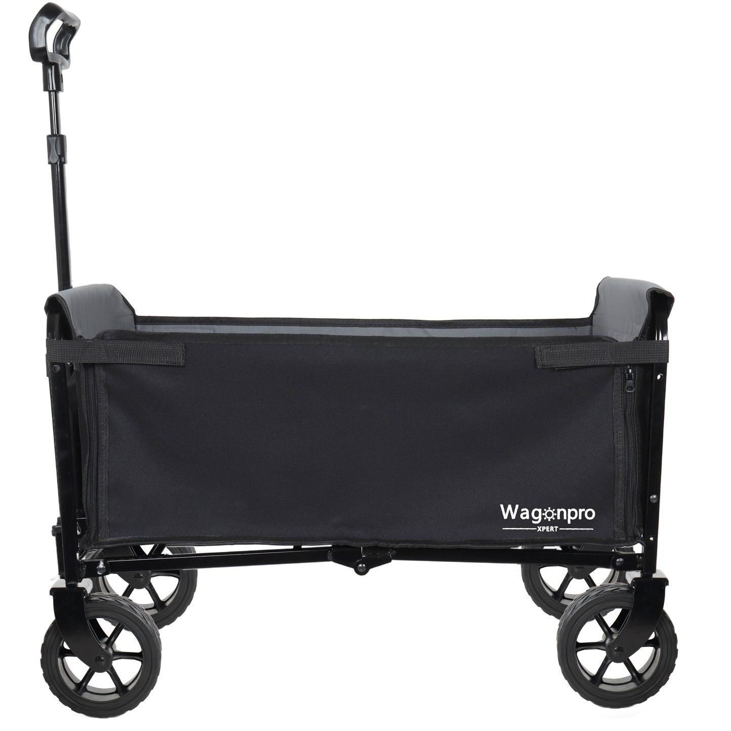 Upgraded 5*2" Wide Wheels, All-in-One Convertible Folding Trolley with Full-Side Opening & Dog Leash, Versatile Seating & Storage, 220Lbs Capacity for Camping, Beach, Shopping, Black image 9