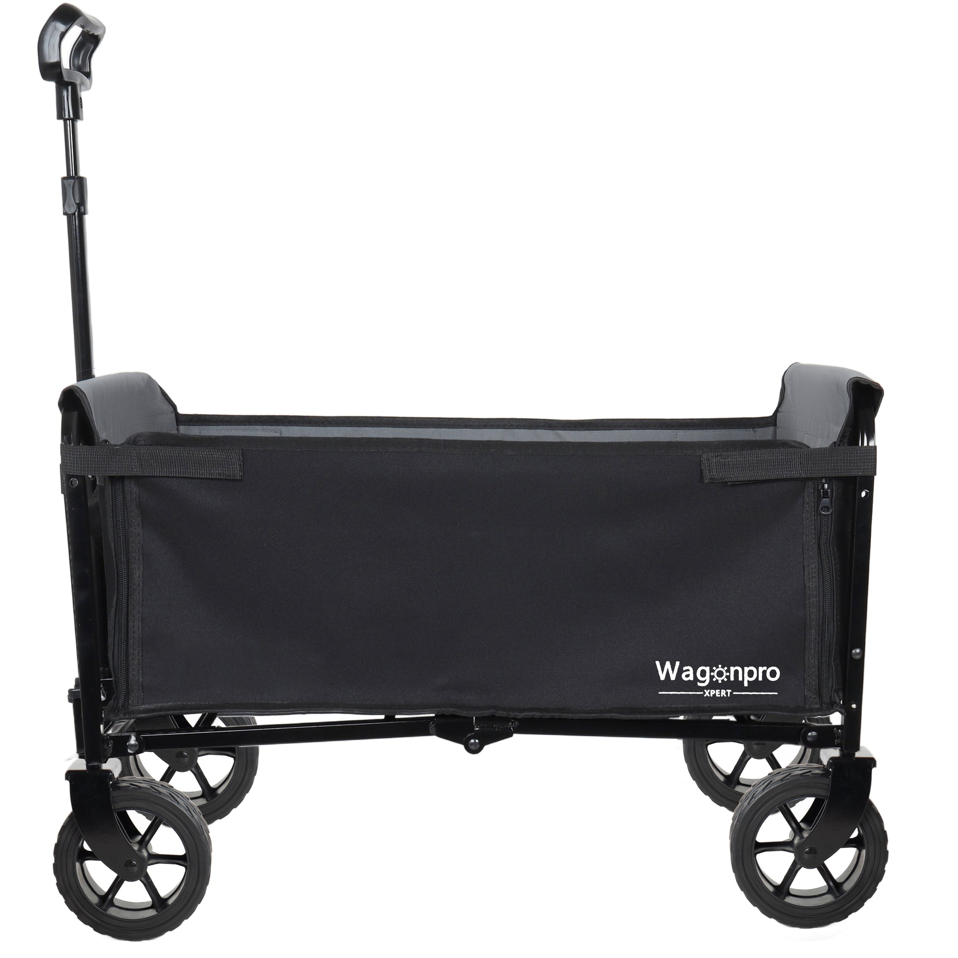 Upgraded 5*2" Wide Wheels, All-in-One Convertible Folding Trolley with Full-Side Opening & Dog Leash, Versatile Seating & Storage, 220Lbs Capacity for Camping, Beach, Shopping, Black image 9