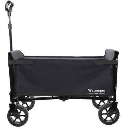 Upgraded 5*2" Wide Wheels, All-in-One Convertible Folding Trolley with Full-Side Opening & Dog Leash, Versatile Seating & Storage, 220Lbs Capacity for Camping, Beach, Shopping, Black image 9