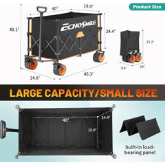 Durable Black and Orange Telescoping Camping Cart for Easy Transport