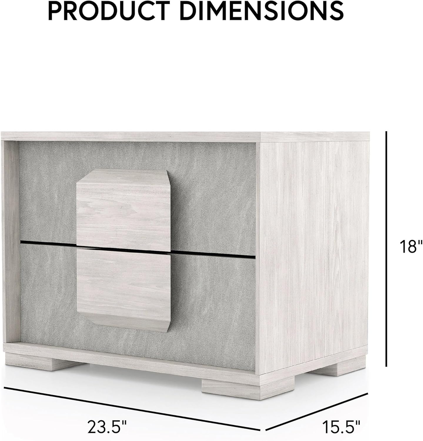 Two Tone Design Nightstand 1pc French Dovetail Drawers Wooden Handles Melamine Top White Wash And Stone Gray Finish Bedroom Furniture image 5