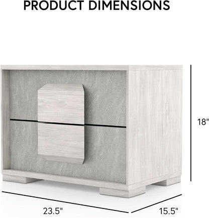 Two Tone Design Nightstand 1pc French Dovetail Drawers Wooden Handles Melamine Top White Wash And Stone Gray Finish Bedroom Furniture image 5