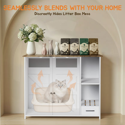 Hidden Cat Litter Box Enclosure Furniture – Large Dog-Proof Litter Box Cabinet with Power Strip, Compatible with Large Self-Cleaning Litter Boxes image 5