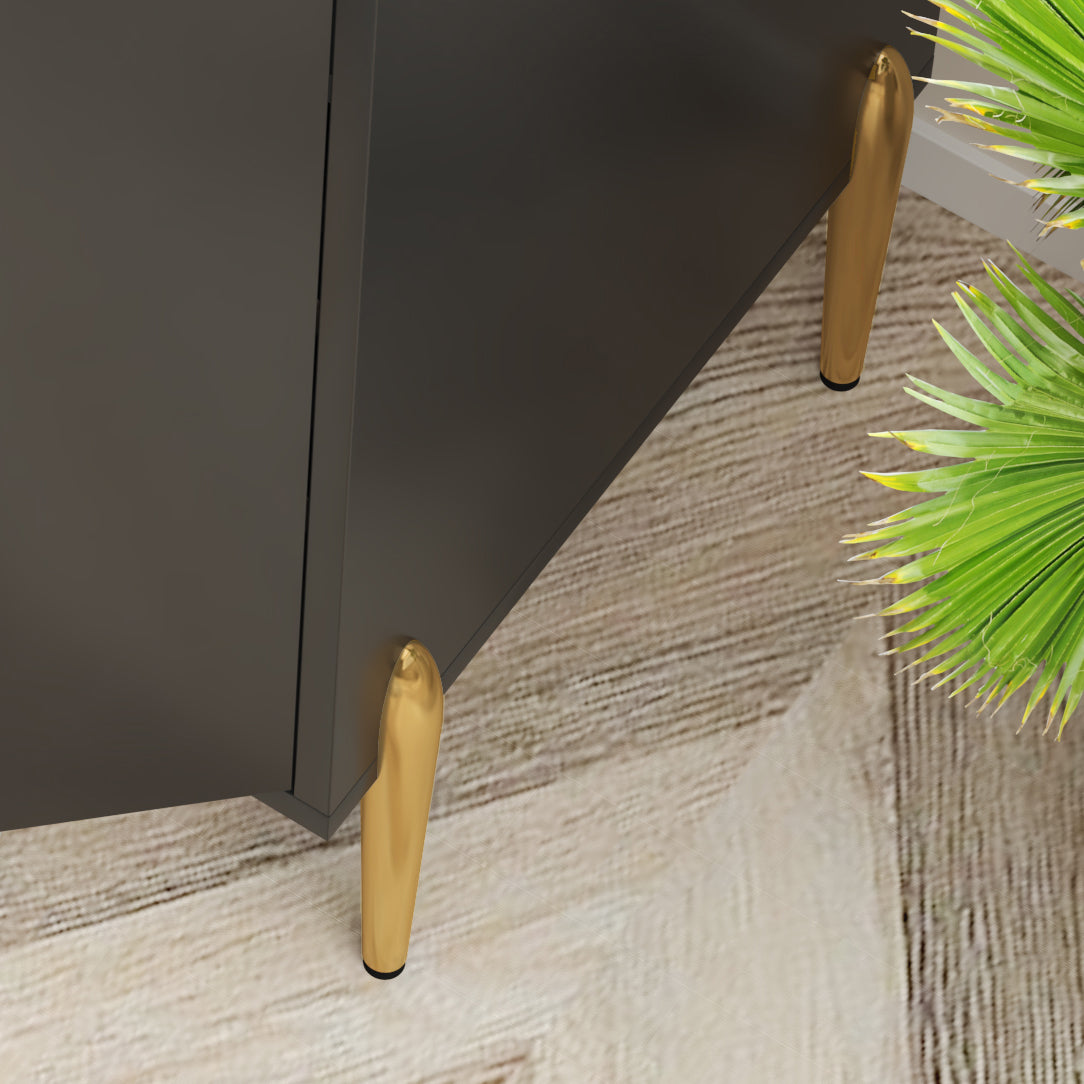 2 doors home wine bar cabinet with wine rack & adjustable storage shelf, modern sideboard with soft-closing hinge, dinning room buffet cabinet, Liquor Cabinet kitchen, living room coffee cart BLACK image 11