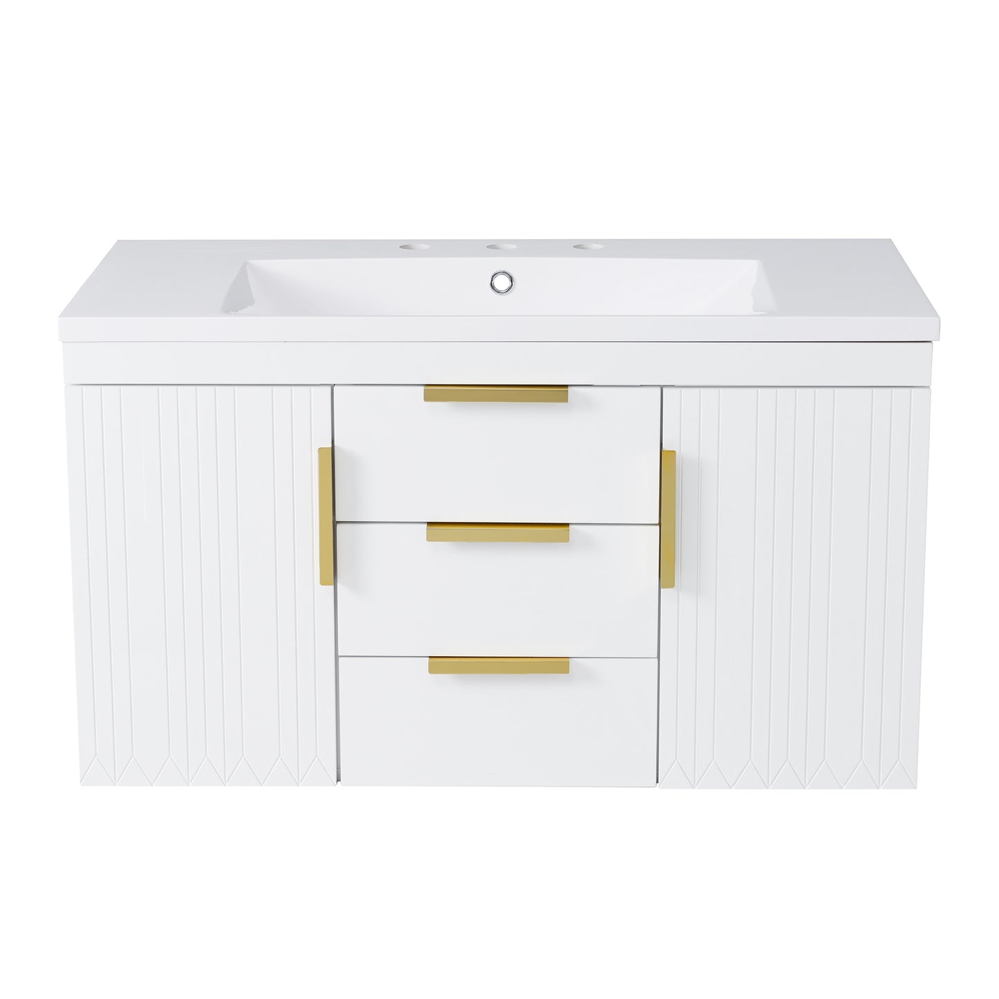 36'' Wall Mounted Bathroom Vanity, Floating Bathroom Storage Cabinet with 2 Drawers, Solid Wood Bathroom Cabinet (Same as N710S236003K) image 10