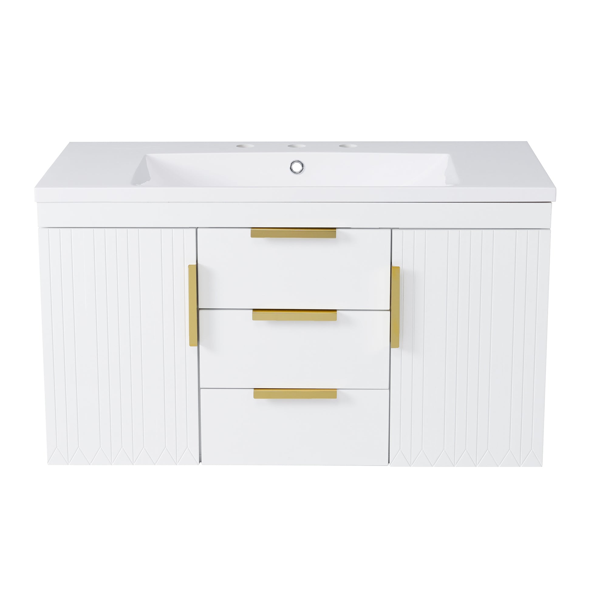 36'' Wall Mounted Bathroom Vanity, Floating Bathroom Storage Cabinet with 2 Drawers, Solid Wood Bathroom Cabinet (Same as N710S236003K) image 10