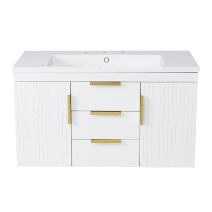 36'' Wall Mounted Bathroom Vanity, Floating Bathroom Storage Cabinet with 2 Drawers, Solid Wood Bathroom Cabinet (Same as N710S236003K) image 10