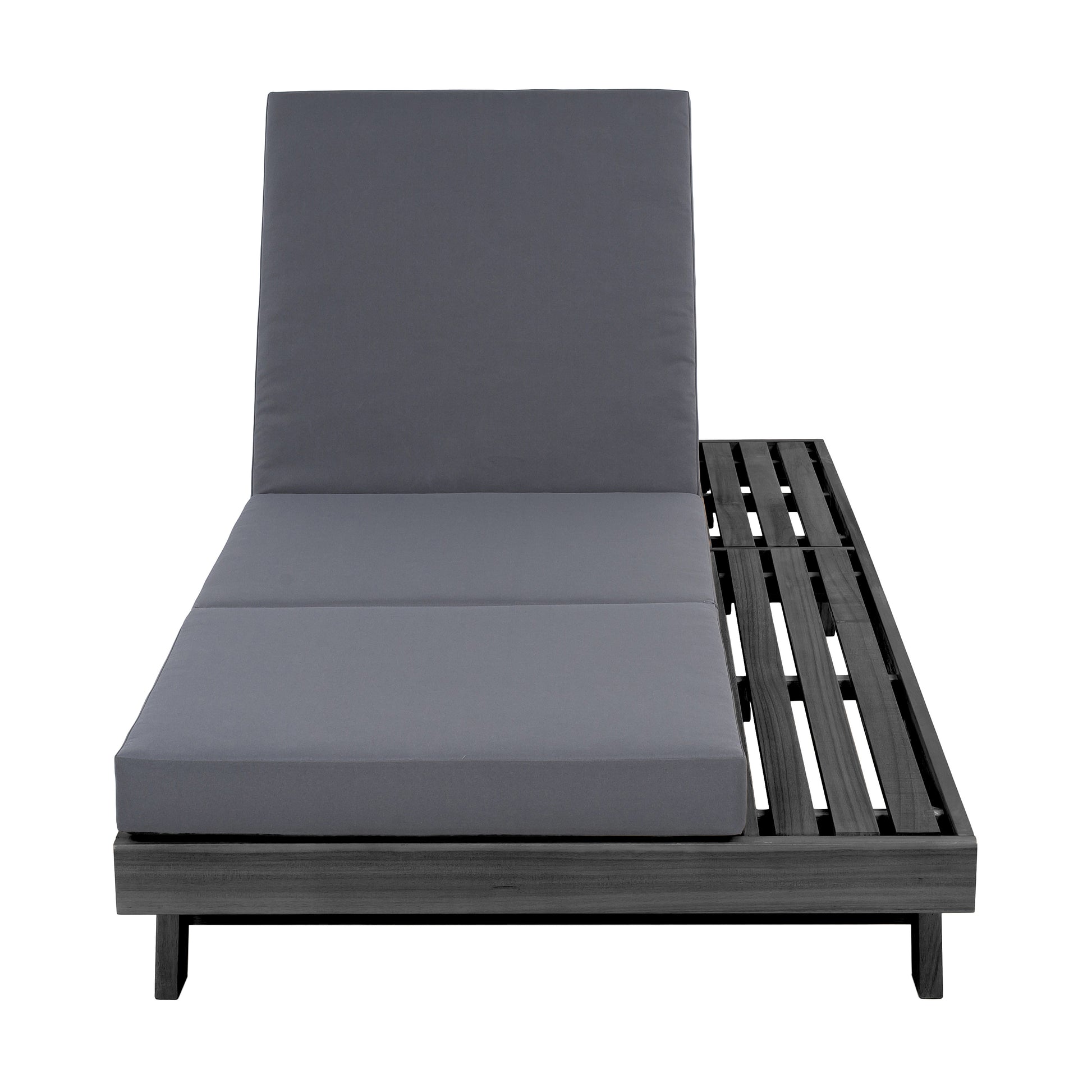 Lounge Chaise Set, Space Available On One Side, Acacia Solid Wood In Black With Lounge Cushion (Dark Grey & Triple Fold) – Matching Cream Version Available image 10
