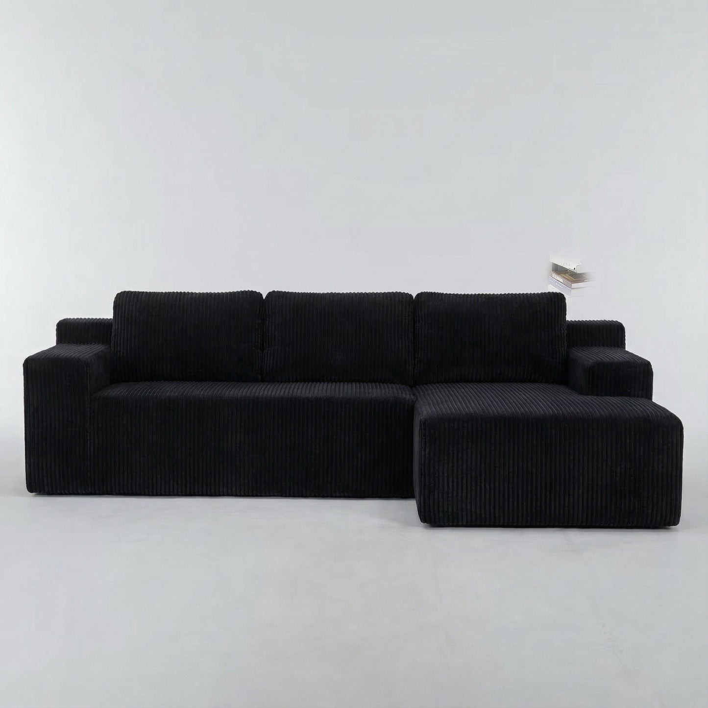 Corduroy Modular L Shaped Sectional Sofa,Luxury Floor Couch Set,Upholstered Indoor Furniture,Foam-Filled Compressed Sofa for Living Room,Bedroom,BLACK image 3