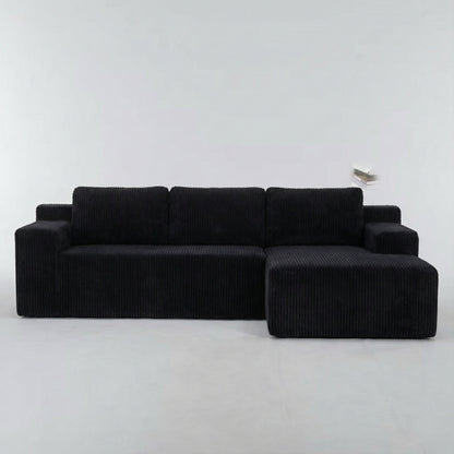 Corduroy Modular L Shaped Sectional Sofa,Luxury Floor Couch Set,Upholstered Indoor Furniture,Foam-Filled Compressed Sofa for Living Room,Bedroom,BLACK image 3