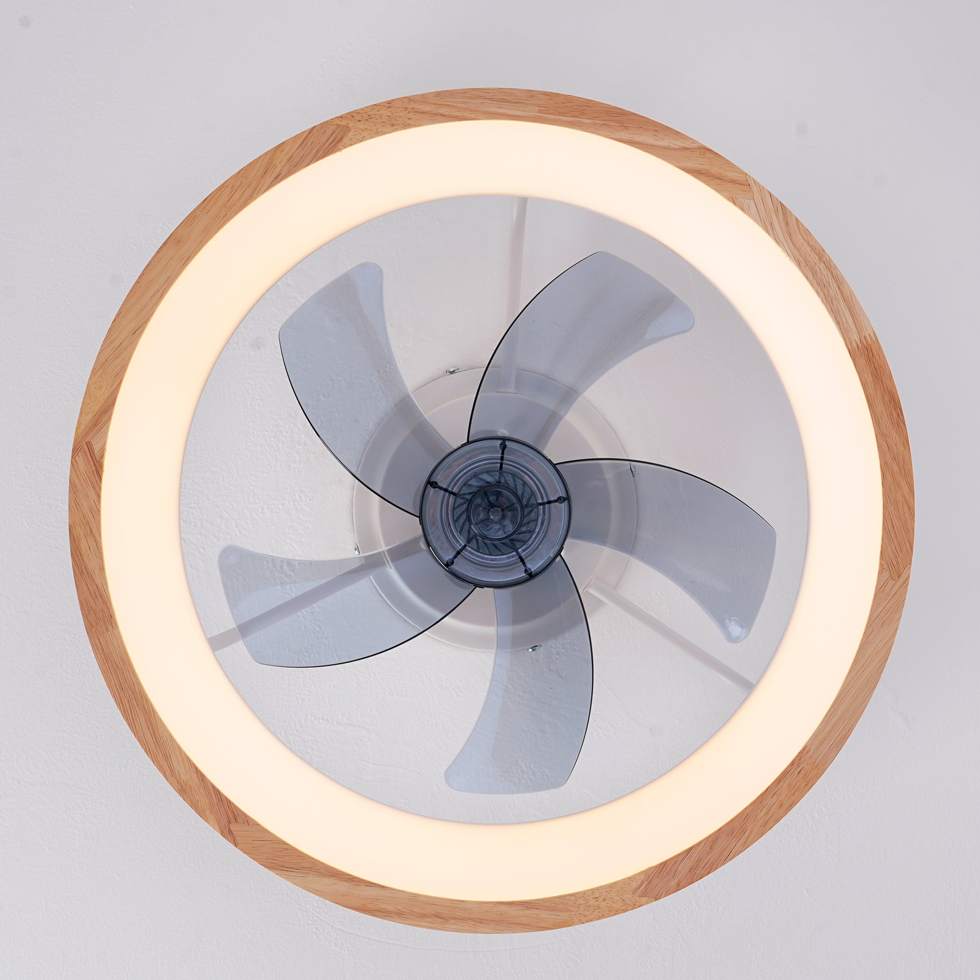 Ceiling Fans with Kit,LED Light Source and Remote Control, 3000-6500K Dimmable Modern Flush Mount LED Fan Light, 6 Speeds, Quiet DC Motor For Living room, Bedroom,Kitchen----Natural Wood + White image 5