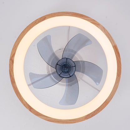 Ceiling Fans with Kit,LED Light Source and Remote Control, 3000-6500K Dimmable Modern Flush Mount LED Fan Light, 6 Speeds, Quiet DC Motor For Living room, Bedroom,Kitchen----Natural Wood + White image 5