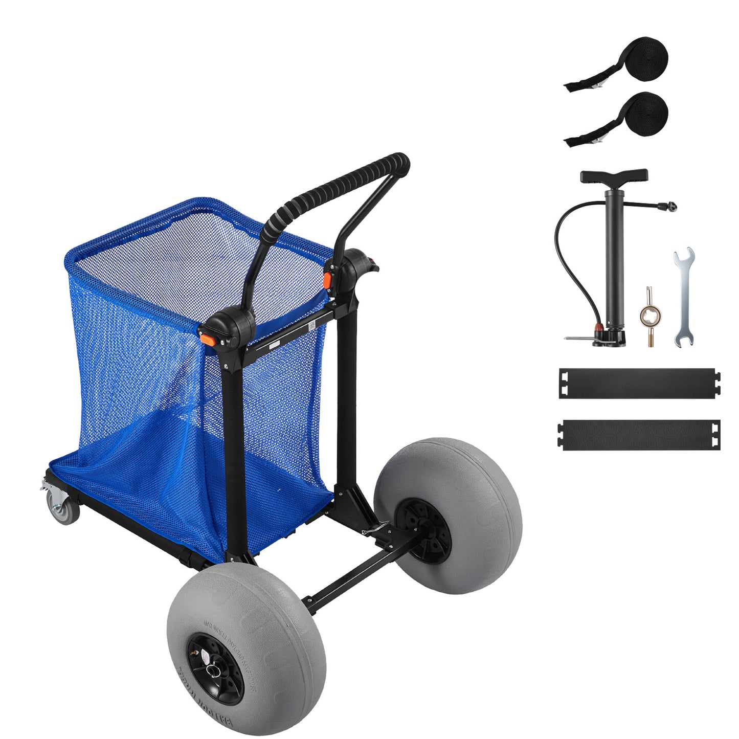 Beach Cart with Large Wheels for Sand, 165 lbs Load Capacity, Heavy Duty Folding Beach Wagon with 12" Balloon Wheels, Storage Bag, 180° Adjustable Handlebar, Dolly for Camping Fishing Garden image 10