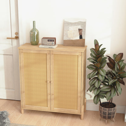 Mid-Century Modern Storage Cabinet with Woven Rattan Doors & Adjustable Shelves - Perfect for Living Room & Dining Room image 4