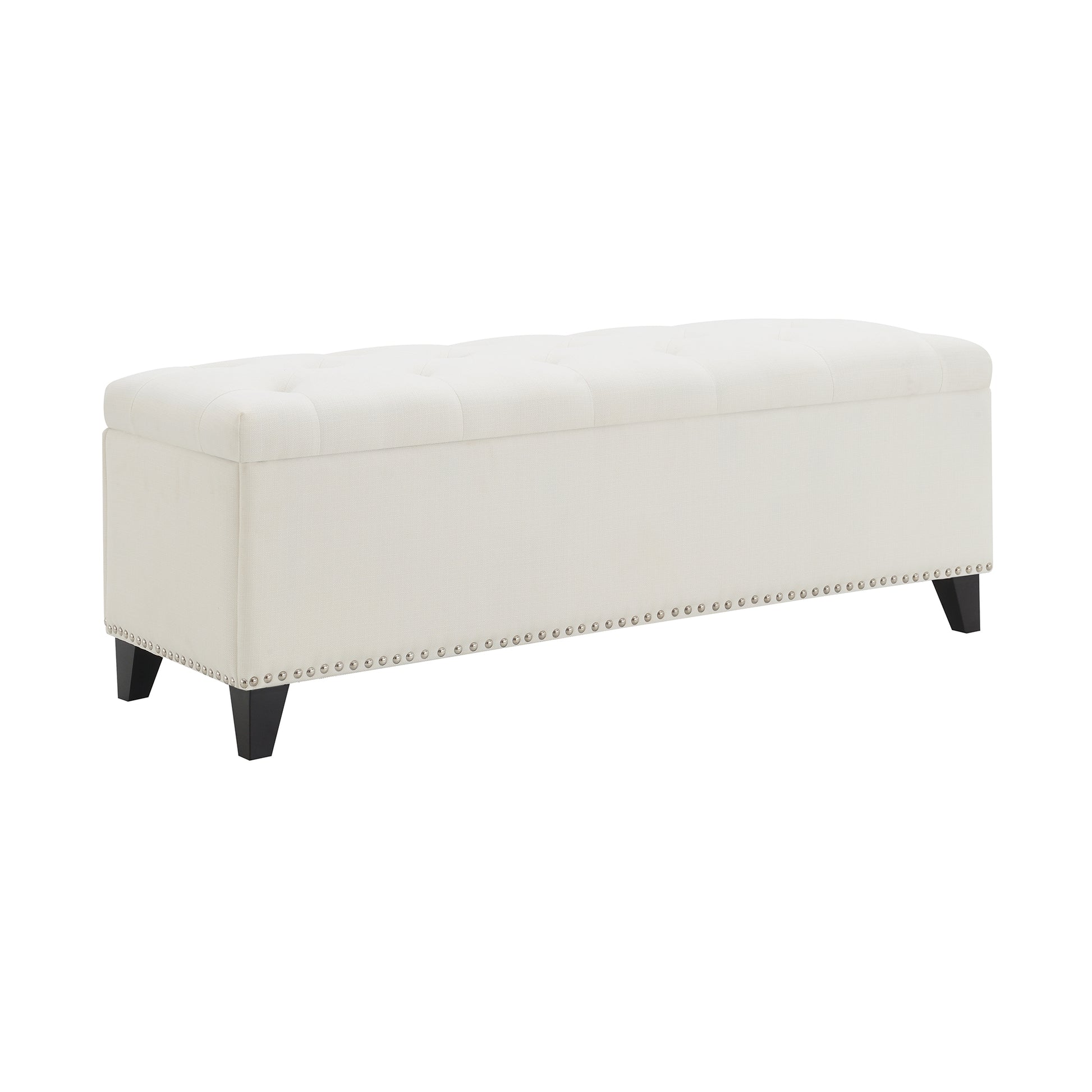 47.5" Storage Ottoman, Storage Bench with Safety Close Hinge, Linen Button-Tufted Ottoman for Living Room, Entryway, Hallway, Foot Rest, Support 500lbs - Beige image 7