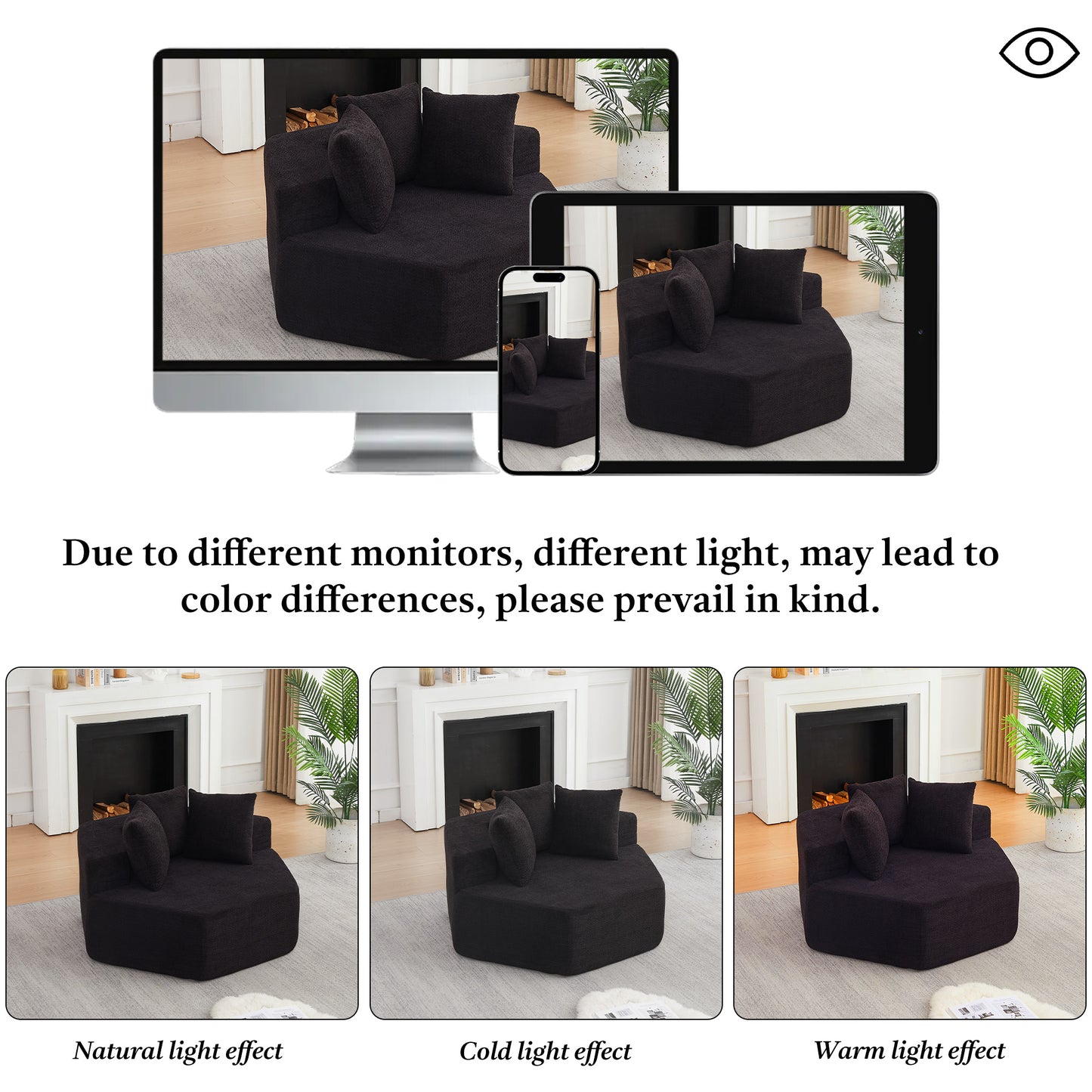 54-inch Modern-style hexagonal single lounge chair, featuring versatile arrangements and a modular design; this chenille-upholstered sofa is ideal for lounges, game rooms, living rooms, and bedrooms. image 5