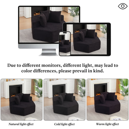 54-inch Modern-style hexagonal single lounge chair, featuring versatile arrangements and a modular design; this chenille-upholstered sofa is ideal for lounges, game rooms, living rooms, and bedrooms. image 5
