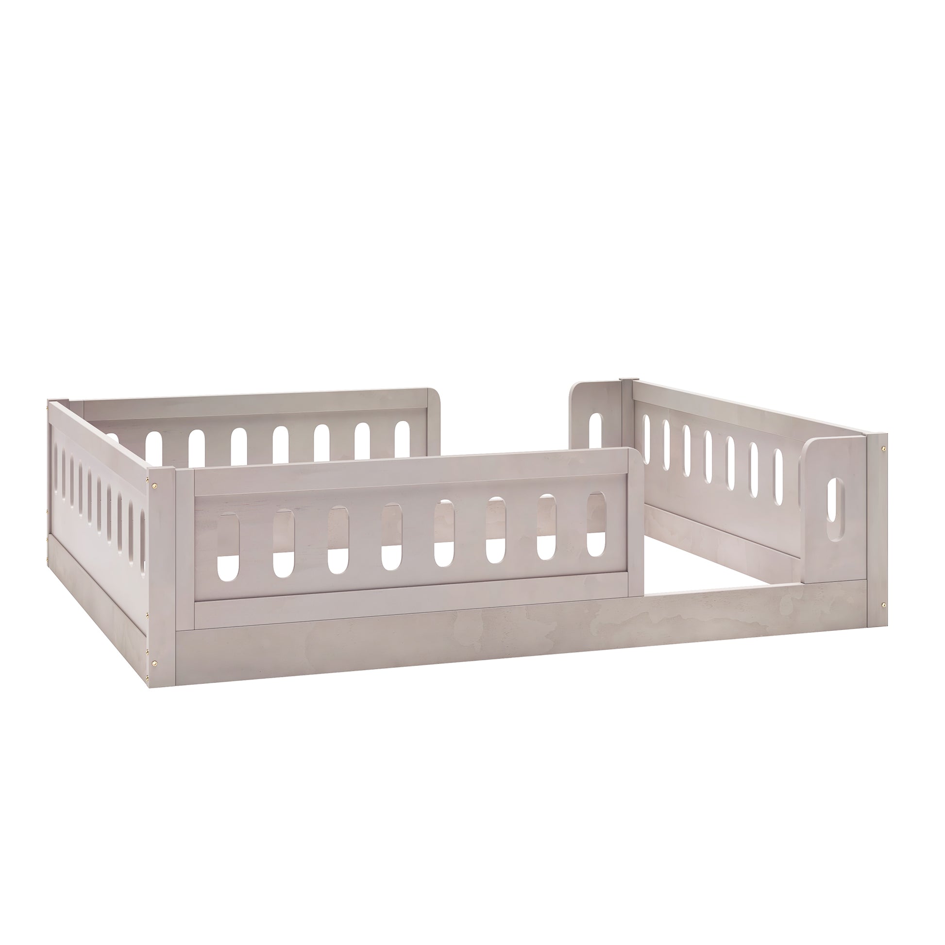 Wood Full Size Platform Bed with Guardrail, Natural image 10