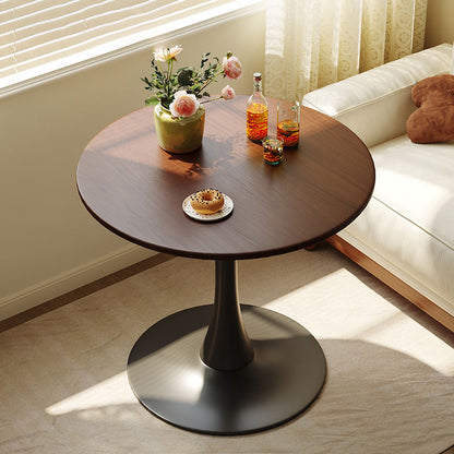 Walnut Round Table, Modern Dining Table, Dining Table, MDF Top and Steel Base Tulip Round Kitchen Table, Kitchen Table, Mid Century Coffee Table for Living Room 24 Inch, Oval Dining Table image 12