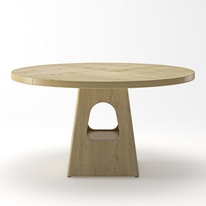 Round Dining Table for 4-6,47 Inch Round Dinner Table with Wooden Tabletop and Storage Base,Farmhouse Dining Table,Wood Kitchen Table for Dining Room,Kitchen, Living Room,Natural(Table Only) image 11