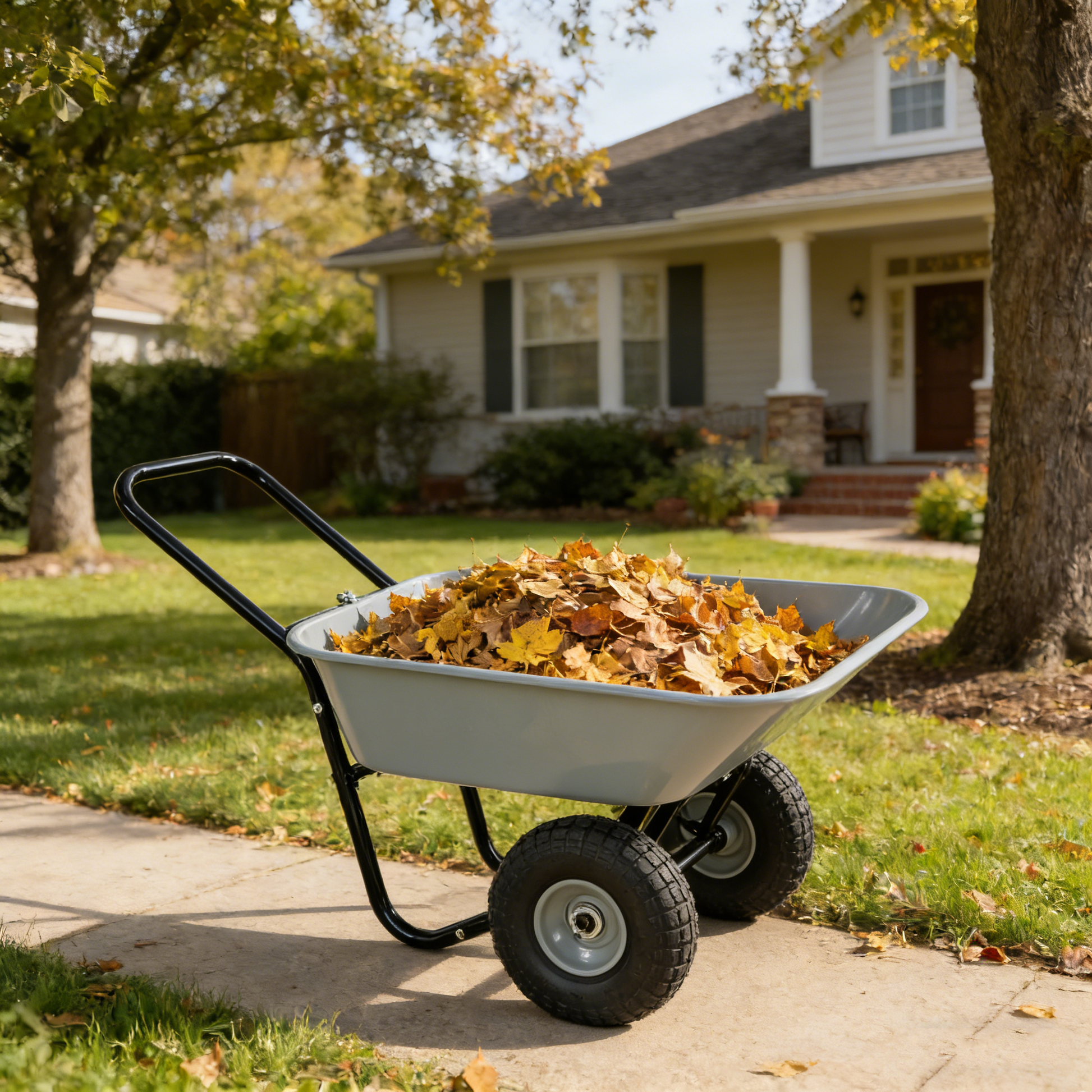 Two-wheeled cart, garden cart, 10-inch pneumatic wheels(gray) image 5