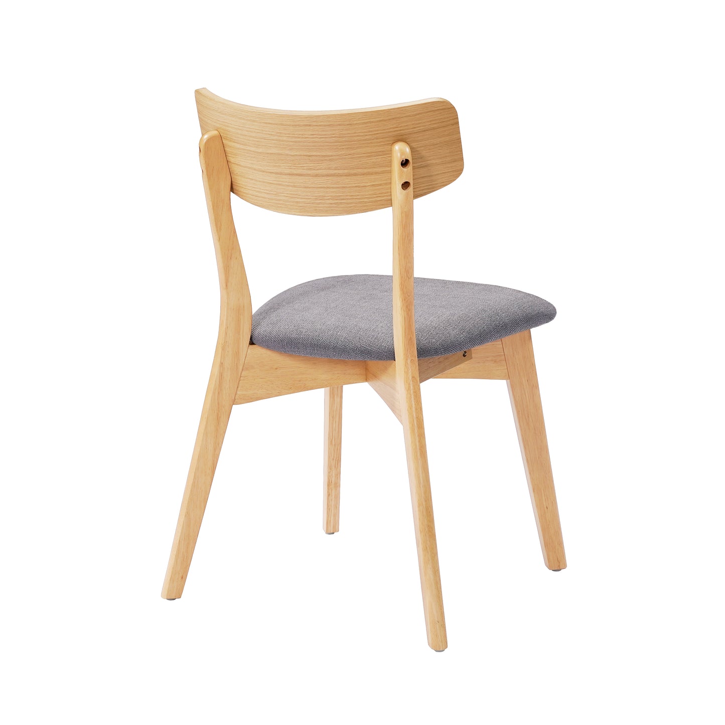 Mid-Century Walnut Finished Frame Upholstered Dining Chairs,Set of 2, Dark Grey+Natural image 10