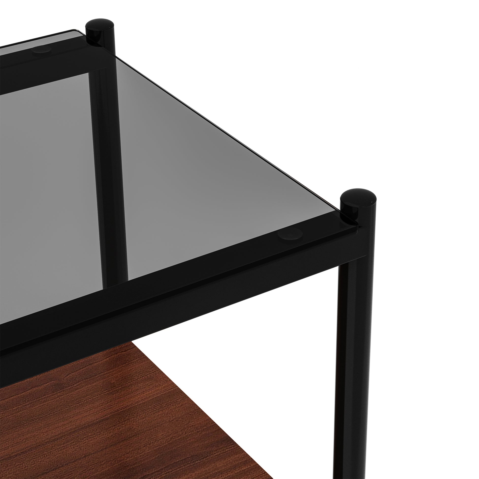Set of 2 Rectangle End Table, Tempered Glass Tabletop with MDF layer, Modern Table for Living Room, Gray Glass image 12