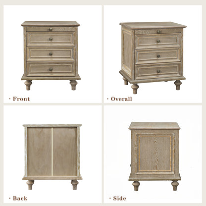 Farmhouse Nightstands with 4 Drawer,Wood Storage End Table with Hidden Pull-Out Shelf, Large Side Table with 4 Solid Wood Feet and Metal Handle,Easy Assembly,Natural image 12