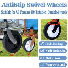 Collapsible Wagon Cart - Foldable with Wheels & Drink Holders
