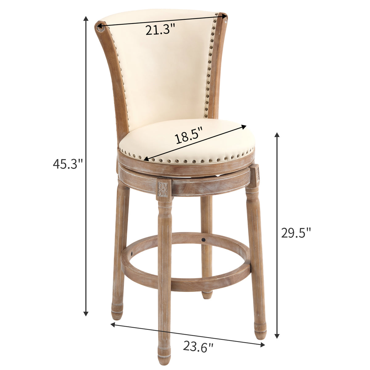Cow top Leather Wooden Bar Stools, 360 Degree Swivel Bar Chair with Backs,Bar height Couner Height Barstools for Home Kitchen Dining Room and Bar Room(beige 1pc) image 9
