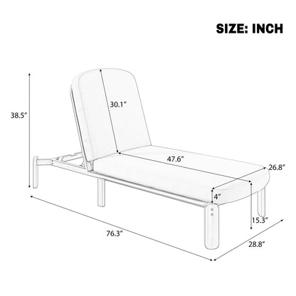 Outdoor Chaise Lounge Adjustable Patio Chaise Outdoor Reclining Chair Pool Lounge Chair with Adjustable Backrest for Patio, Poolside or Beach, Brown image 8