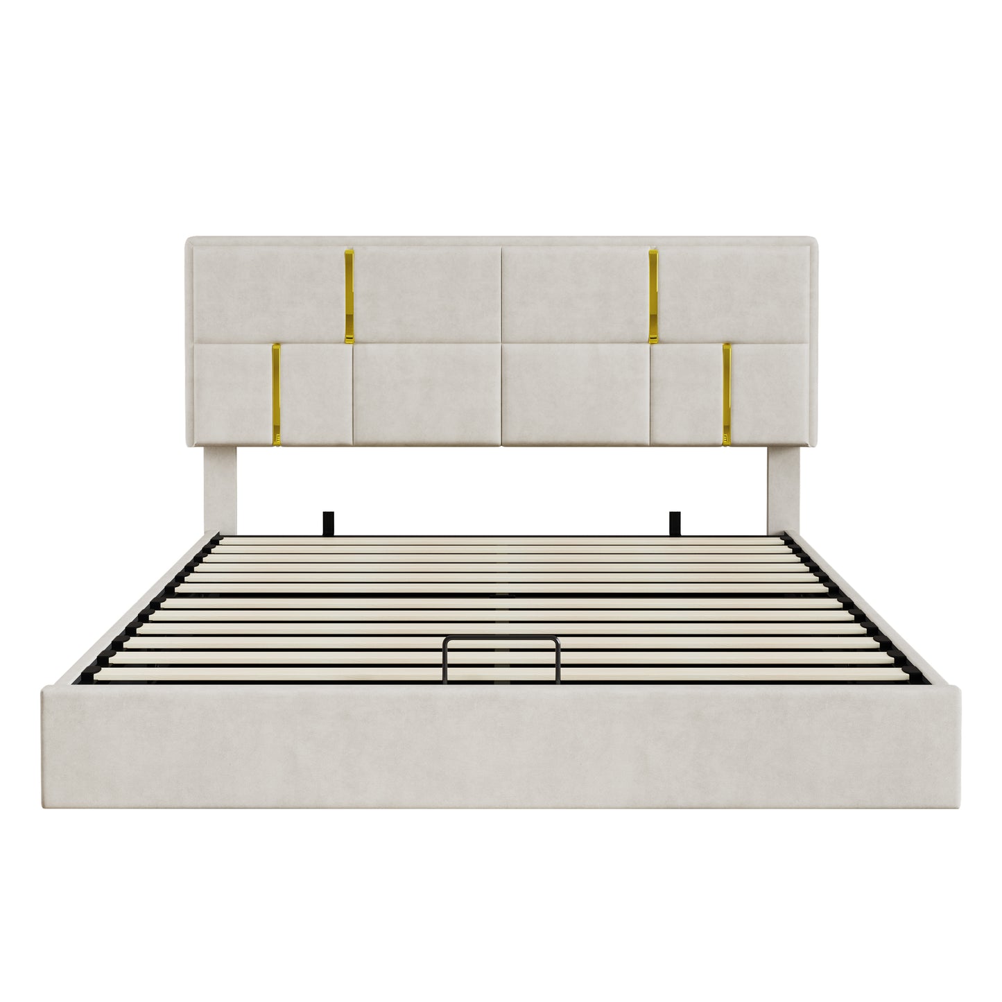 Queen Size Upholstered Platform Bed with Hydraulic Storage System,No Box Spring Needed,Beige(Old SKU: N733P207778A) image 5