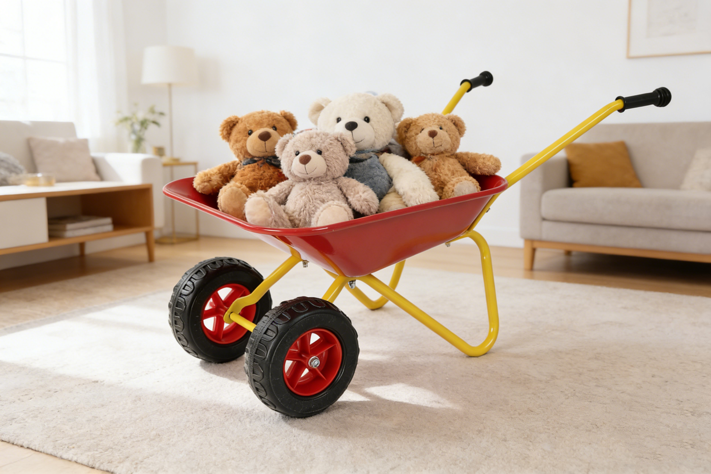 Children's metal trolley, Load-bearing capacity: 33LBS,children's heavy vehicle, metal structure two-wheeled trolley, steel pallet, can be used in gardens, loading leaves, soil, sand, etc. (red) image 1