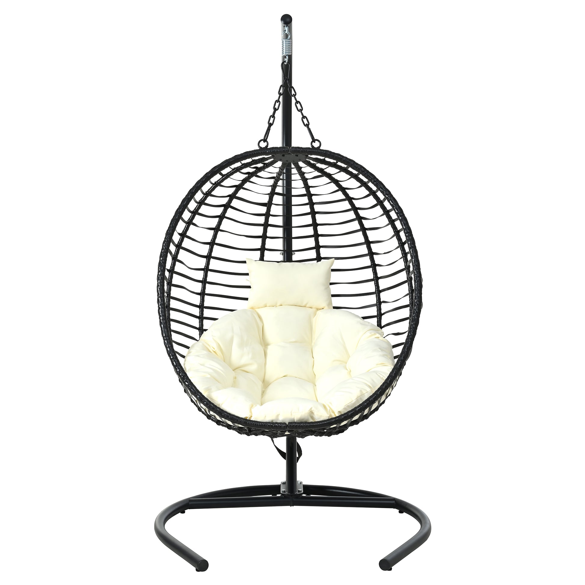 U_Style Single Person Folding Egg Chair with Stand, Hanging Egg Chair Indoor Outdoor, Wicker Hammock Swing Chair with Adjustable Anti-Slip Feet,Suitable for Balcony, Bedroom,Garden image 11