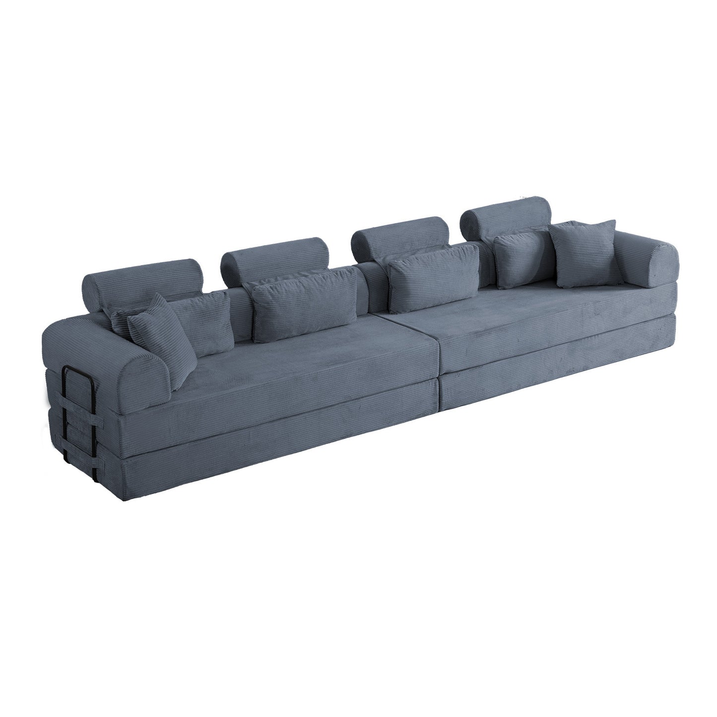L shape Modular Sectional Sofa, Compressed Sectional Sofa Modern Minimalist Style Corduroy Couch,Unfold into a bed, Bedroom, Comfy Compressed Sofa Couch Space-Efficient Design(Dark Gray) image 6