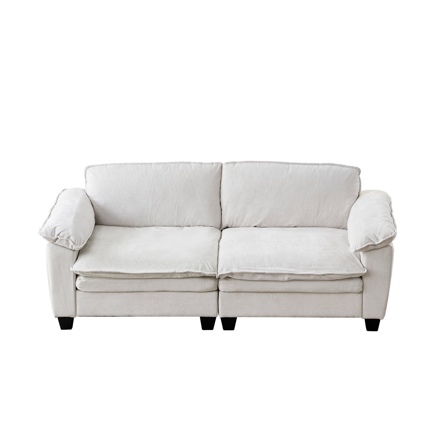 Living Room Furniture Big Loveseat Luxury Couch with Soft Chenille Upholstered Sofa Beige image 7