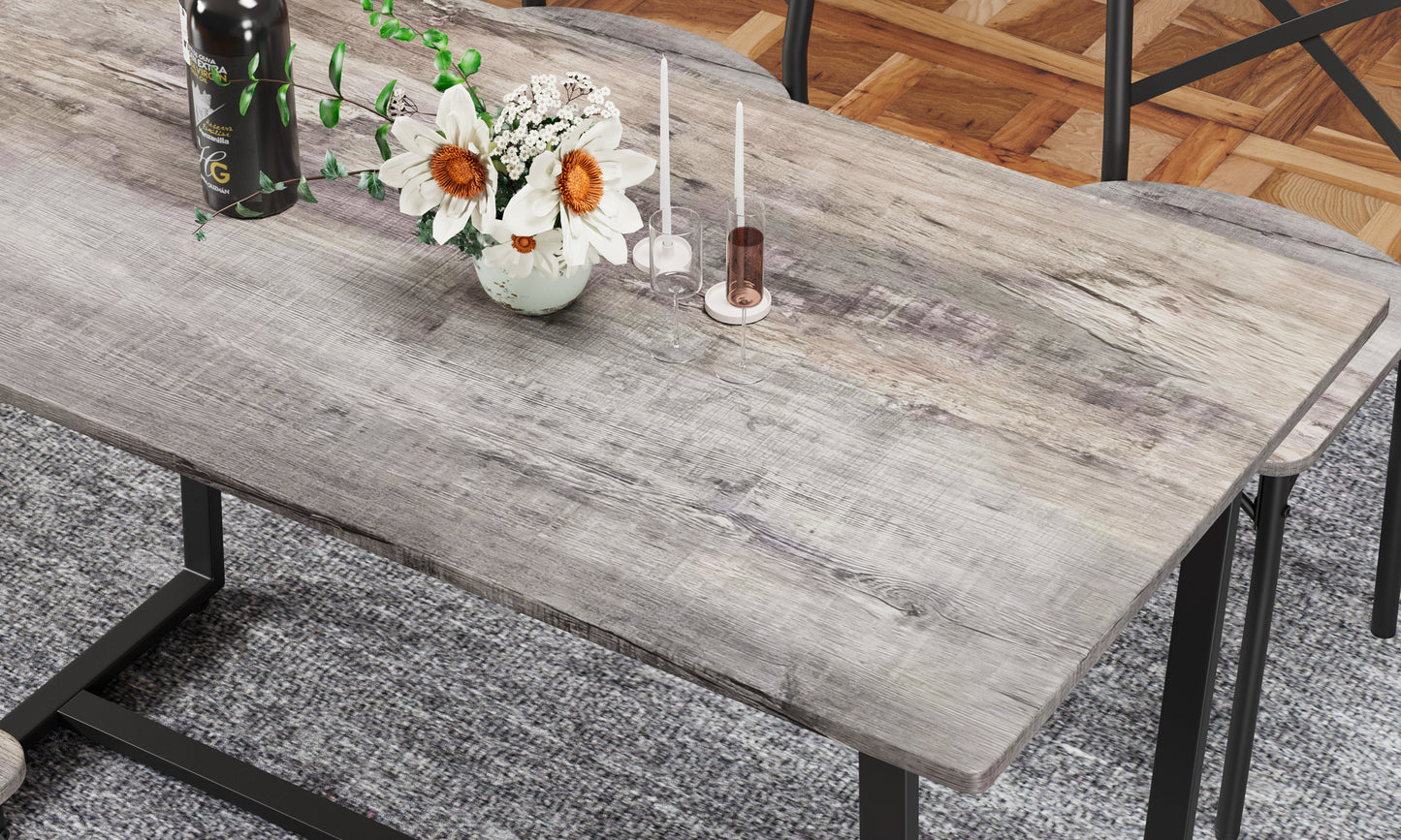 Four-piece set table and chair with backrest, industrial style, solid structure image 7