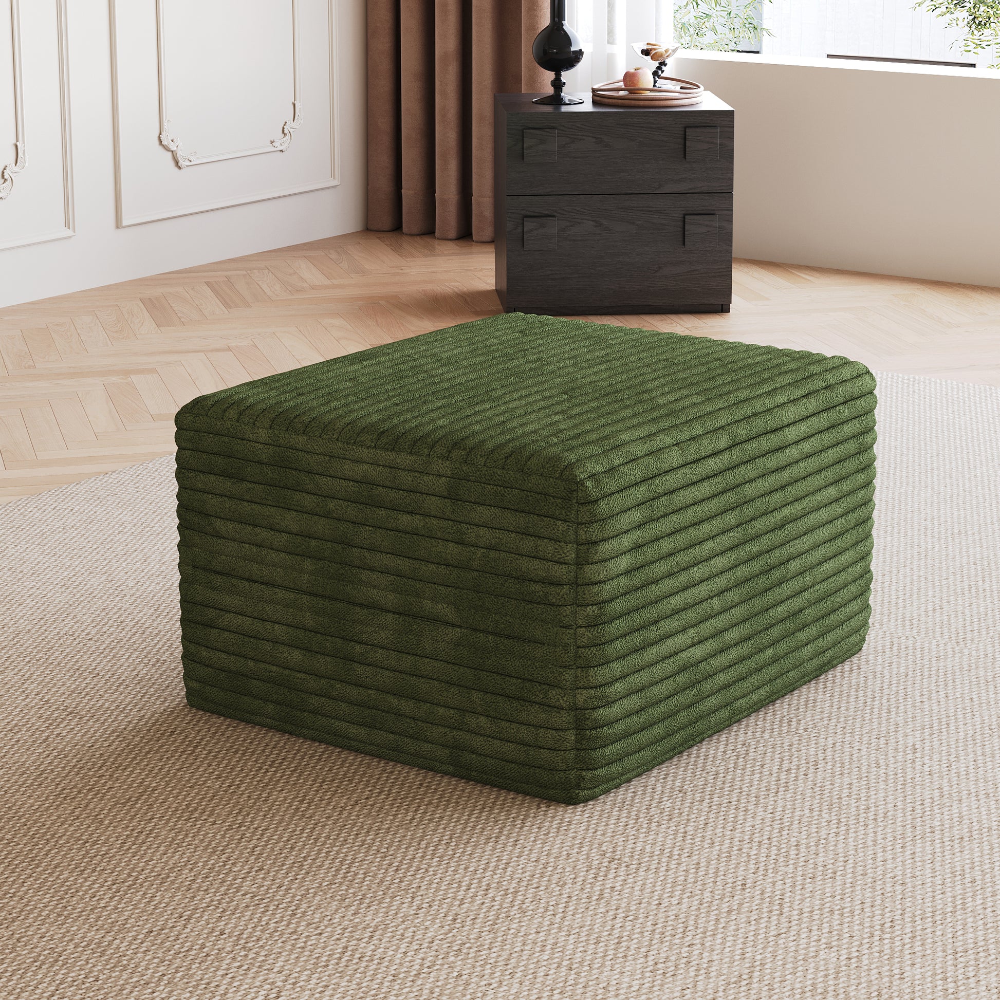 Sofa ottoman,No Assembly Required,Green(Plush Corduroy Fabric) image 1