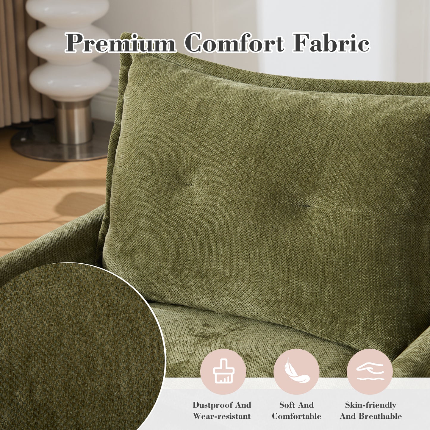 UNITED WE WIN Swivel Barrel Chair - Mid Century Modern Chair, Thick Padded Arm Chair with Solid Metal Base, Comfortable Single Sofa Chair, Swivel Accent Chair for Living Room Bedroom image 6
