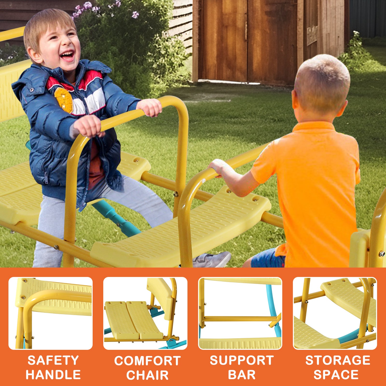 Kindergarten Children Outdoor Rocking Horse Outdoor Park Playground Equipment Double Or Triple Seesaw Swinging Fun image 8