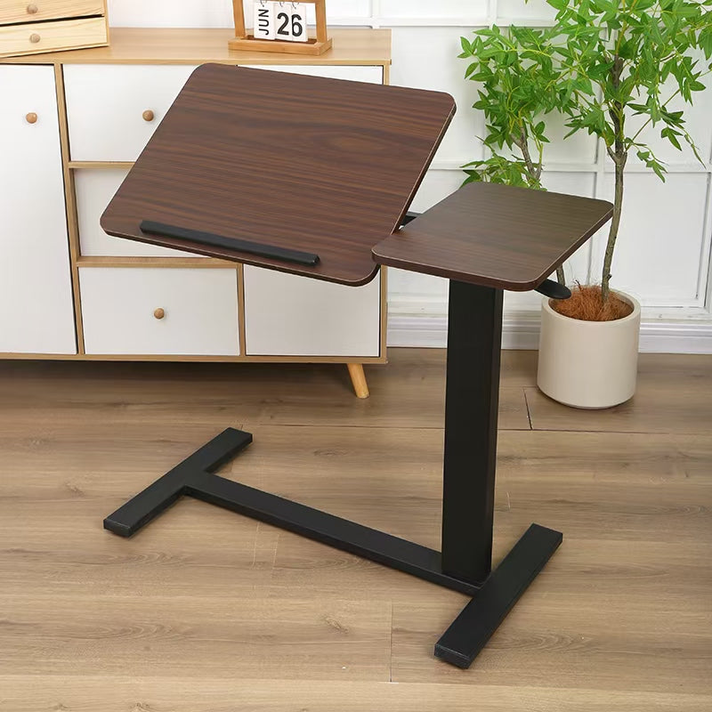 Bedside Table,Folding Overbed Bedside Desk Mobile Rolling Laptop Stand Tilting Overbed Table with Wheels Height Adjustable Tray Table for Laptop Bed Sofa Side Table (WALNUT) image 4