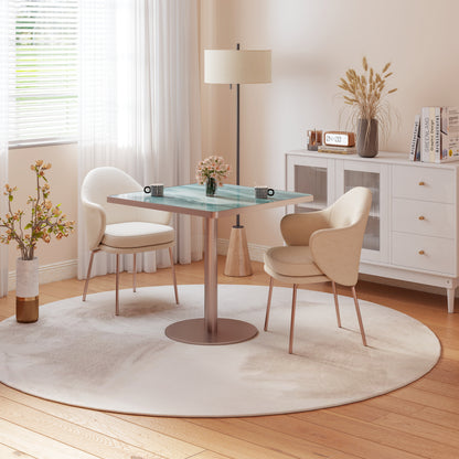 31.5"Square Modern Tulip Dining Table, Sintered Stone Tabletop with Luxury Faux Marble Print, Stainless Steel Bracket Base, Scratch & Wear Resistant, Waterproof Surface, Ideal for Indoor & Outdoor Use image 1