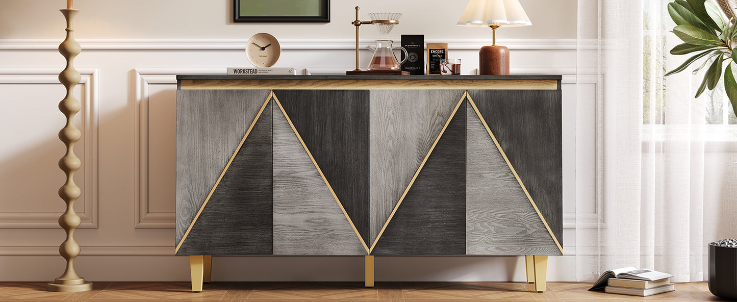 TREXM vintage sideboard cabinet with adjustable shelves and distressed finish
