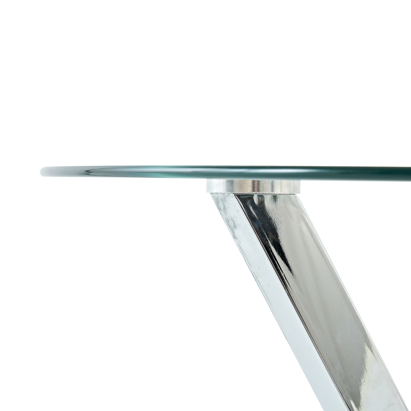 45.27"Round Dining Table,Tempered Glass Kitchen Tabe with Silver Chrome Plated Metal Legs,Modern Dining Room Table for for Kitchen, Living Room, Easy Assembly image 8