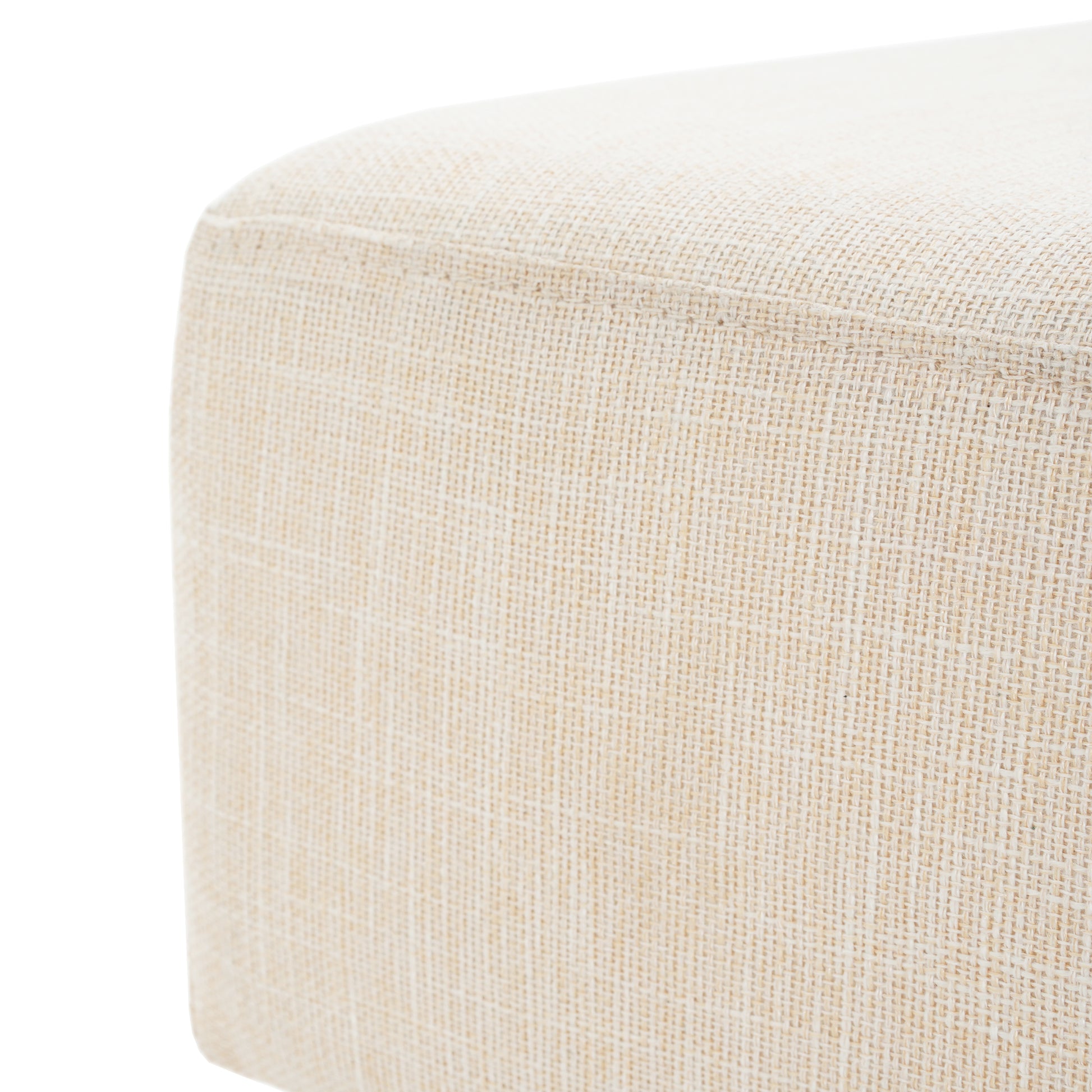 Rectangular Upholstered Linen Fabric Ottoman Bench, Solid Wood Legs, Beige (old sku N757P296699I) image 8