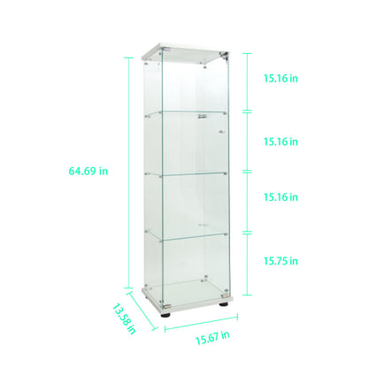 Tempered Glass Display Cabinet,Wine Cabinet,storage Cabinet,File Cabinet,with Battery-powered paipai light,Adjustable Floor Feet,Suitable for uneven ground,Can be placed anywhere,color:white image 9