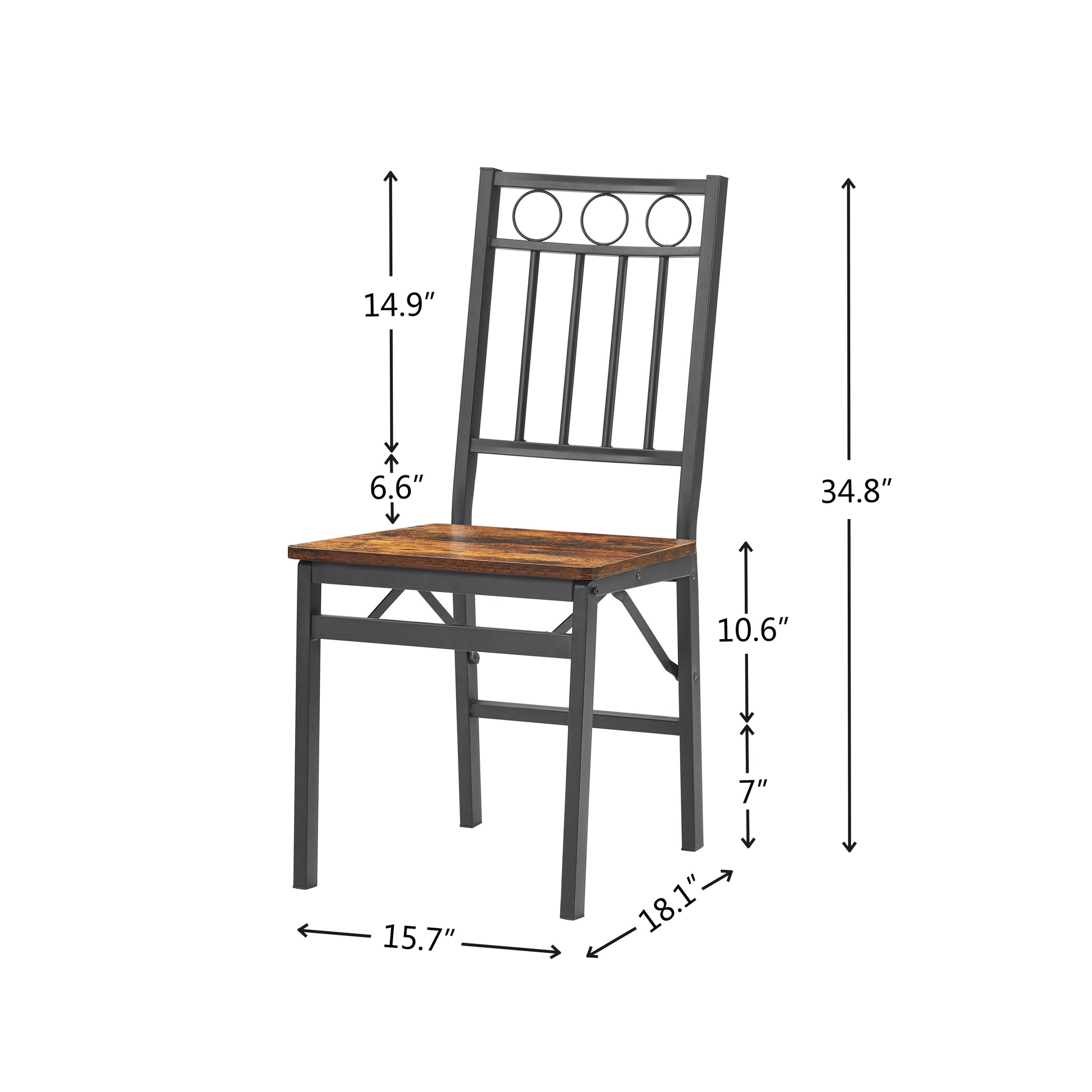 Set of 2 Dining Chairs, Metal & Wood Seat, Folding Retro Modern Style for Dining Room & Kitchen image 5