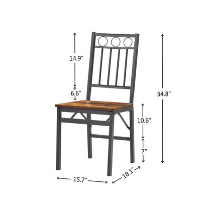 Set of 2 Dining Chairs, Metal & Wood Seat, Folding Retro Modern Style for Dining Room & Kitchen image 5
