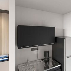 Stockton Rectangle Four Swing Doors Wall Cabinet Black Wengue