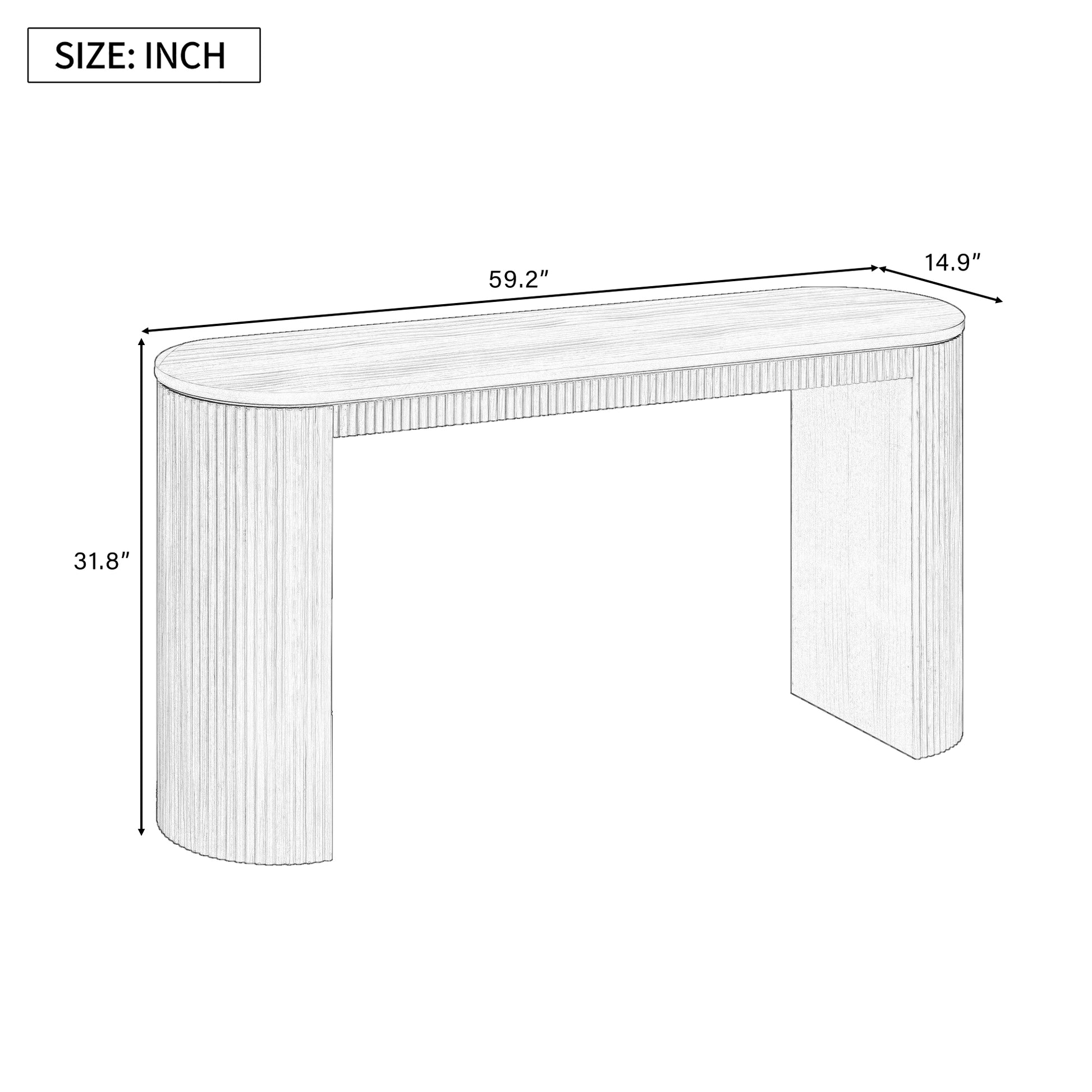 U_STYLE Curved Design Console Table with Unique Vertical Stripe Design,Suitable for Living Room,Study and Entrance image 3